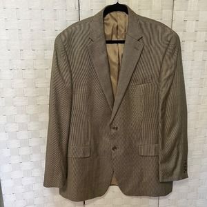 Chaps Silk & Wool Blazer Sport Coat Brown Two Button Classic‎ Fit 46 Long